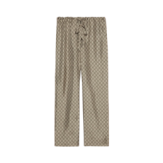 구찌 GG 슈프림 프린트 실크 트라우저 베이지 에보니