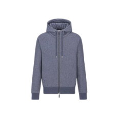 디올 Dior Icons 후드 트랙 재킷 블루 캐시미어 & 울 자카드