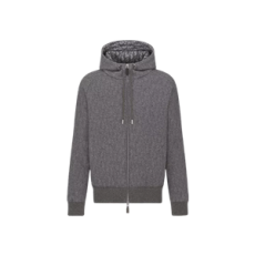 디올 Dior Icons 후드 트랙 재킷 그레이 캐시미어 울 자카드