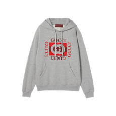 구찌 프린티드 코튼 저지 스웨트셔츠 그레이 멜란지