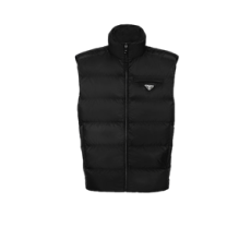 프라다 트라이앵글 로고 다운 베스트 블랙