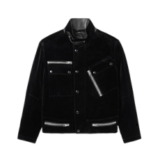 톰포드 가죽 벨벳 트리밍 바이커 자켓