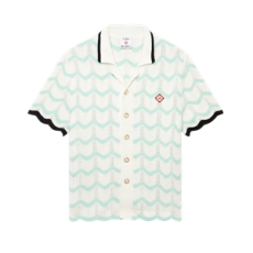 카사블랑카 그라데이션 웨이브 코튼 크로셰 반팔 셔츠