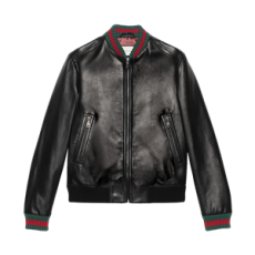 구찌 레더 자켓 웹 블랙 레더