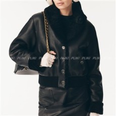 샤넬 블루종 블랙 시어링 램스킨