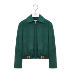 로에베 스웨이드 고트스킨 벨트 자켓 그린