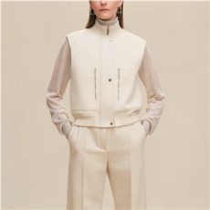 에르메스 슬리브리스 숏 봄버 자켓 블랑 나뛰렐