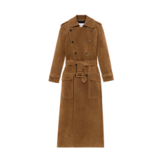 생로랑 스웨이드 트렌치 코트 브라운