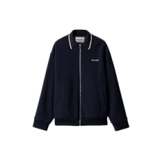 미우미우 본디드 피케 및 테크니컬 저지 블루종 재킷