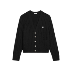 셀린느 트리옹프 가디건 - 케이블 니트 캐시미어 블랙