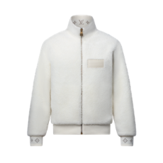 루이비통 레더 패치 플리스 블루종 화이트