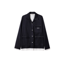 미우미우 니트 포플린 셔츠 네이비 화이트