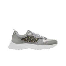 디올 B25 러너 스니커즈 스무스 카프스킨 베이지 & 블랙 디올 오블리크 자카드 그레이