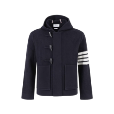 톰브라운 울 후드 가디건 더플 자켓 네이비