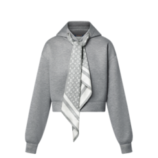 루이비통 크롭드 모노그램 스카프 후디 그레이