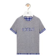 로에베 울 코튼 반팔 티셔츠 그레이