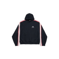 발렌시아가 남성 유니티 스포츠 아이콘 라지 후디 페이디드 블랙/화이트