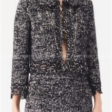 샤넬 자수 장식 코튼 재킷 모헤어 블랙