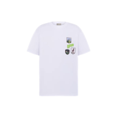 디올 Dior Mountain 티셔츠 캐주얼 핏 화이트 코튼 저지