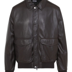 브루넬로 쿠치넬리 포켓 디테일 레더 봄버 자켓