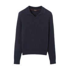 로로피아나 렉싱턴 폴로 셔츠 베이비 캐시미어 블루 네이비