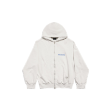 발렌시아가 백 레귤러 핏 집업 후디 더티 화이트/블루