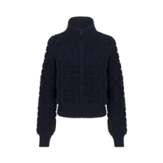 디올 DiorAlps 매크로까나쥬 지퍼 가디건 네이비 블루 울 캐시미어 블렌드 니트