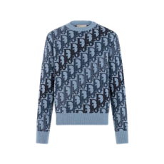 디올 Dior Oblique 스웨터 블루 울 자카드