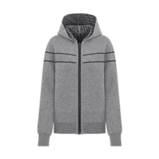 디올 리버서블 후드 가디건 그레이 Dior Oblique 모티브 캐시미어 블렌드 니트