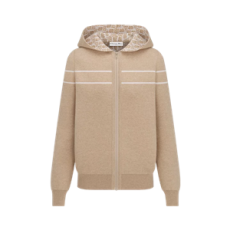디올 리버서블 후드 지퍼 가디건 베이지 캐시미어 블렌드 니트 & Dior Oblique 모티브