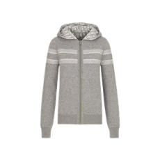 디올 리버서블 후드 지퍼 가디건 그레이 캐시미어 블렌드 니트 & Dior Oblique 모티브