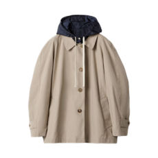 미우미우 리버서블 싱글브레스트 파나마 코튼 및 기능성 퐁제 코트