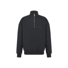 디올 CD Icon 하프 지퍼 스웨트셔츠 딥 그레이 코튼 플리스