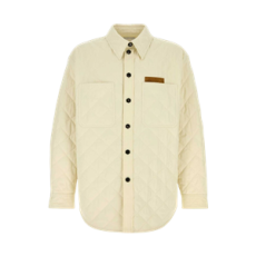 보테가베네타 퀄팅 코튼 오버셔츠 씨 솔트