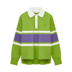 로에베 코튼 롱슬리브 폴로 셔츠 그린 퍼플