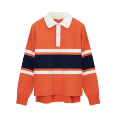 로에베 코튼 롱슬리브 폴로 셔츠 오렌지 네이비 블루
