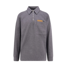 보테가베네타 롱 슬리브 코튼 폴로 스웨터 그레이