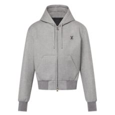 루이비통 테일러드 테크니컬 울 후디드 블루종 그레이