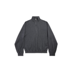 발렌시아가 남성 하프 지퍼 스웨터 그레이