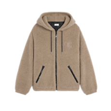 셀린느 후드 재킷 - 울 코튼 플리스 베이지 블랙