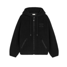 셀린느 후드 재킷 - 울 코튼 플리스 블랙