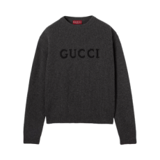 구찌 울 캐시미어 립 니트 스웨터 다크 그레이 블랙