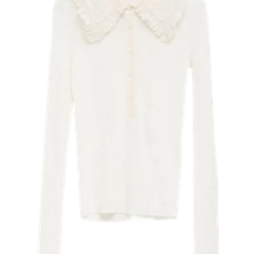 끌로에 레이스 칼라 긴소매 셔츠