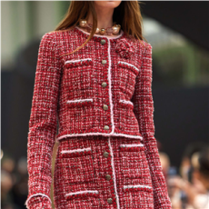 샤넬 트위드 재킷 레드 핑크