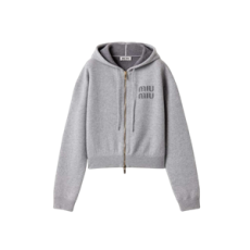 미우미우 더블 캐시미어 후디 가디건