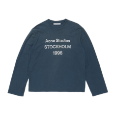 아크네 스튜디오 릴렉스핏 로고 티셔츠 딥 블루