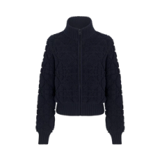 디올 DiorAlps 매크로까나쥬 지퍼 가디건 네이비 블루 울 캐시미어 블렌드 니트