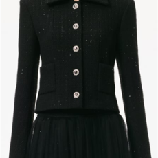 샤넬 글리터 장식 울 트위드 재킷 블랙