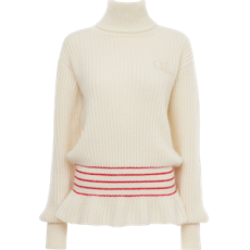 끌로에 울 & 모헤어 니트 오버사이즈 로고 터틀넥 스웨터