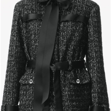 샤넬 캐시미어 트위드 벨티드 재킷 블랙